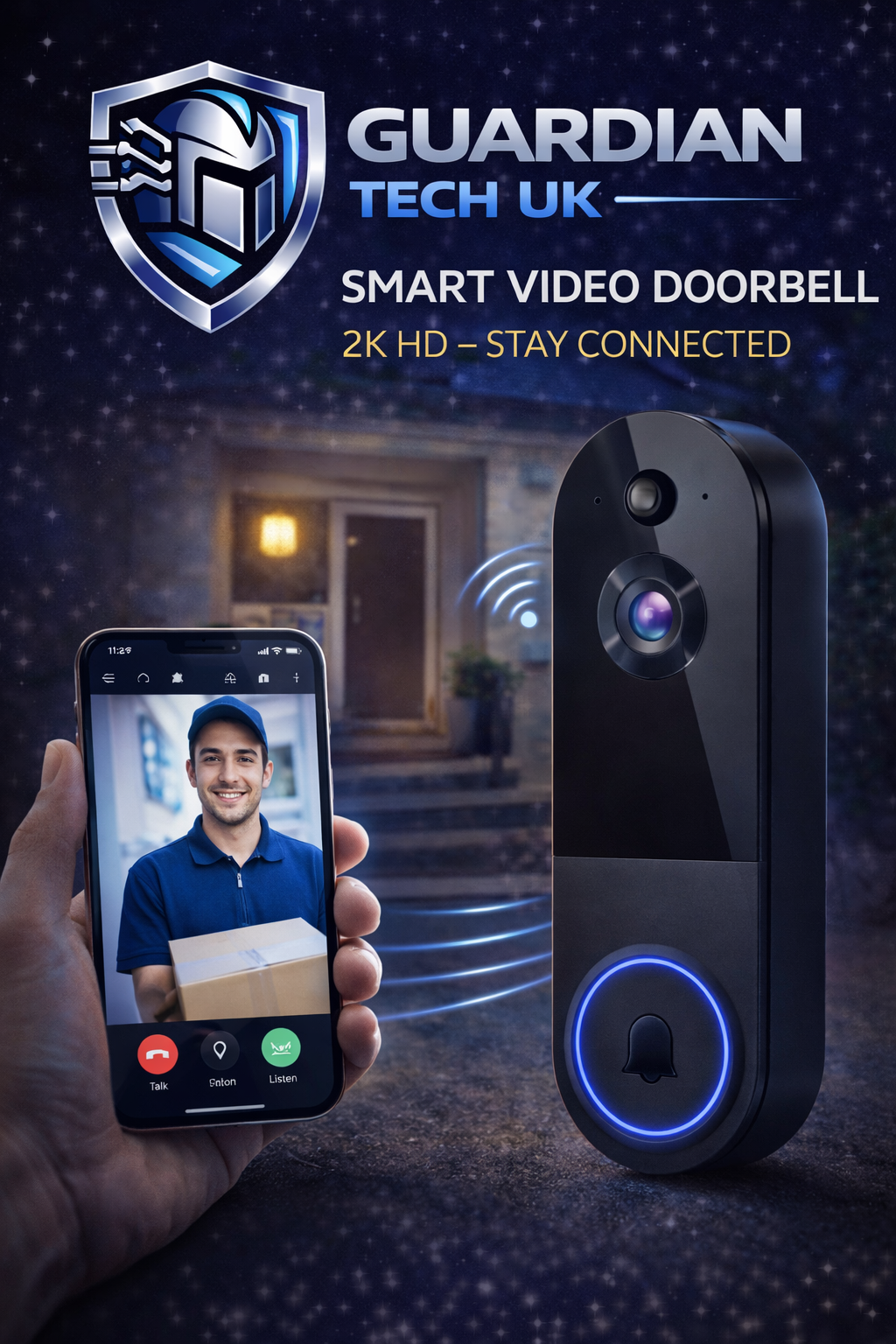 Smart Wireless Doorbell Camera With Night Vision